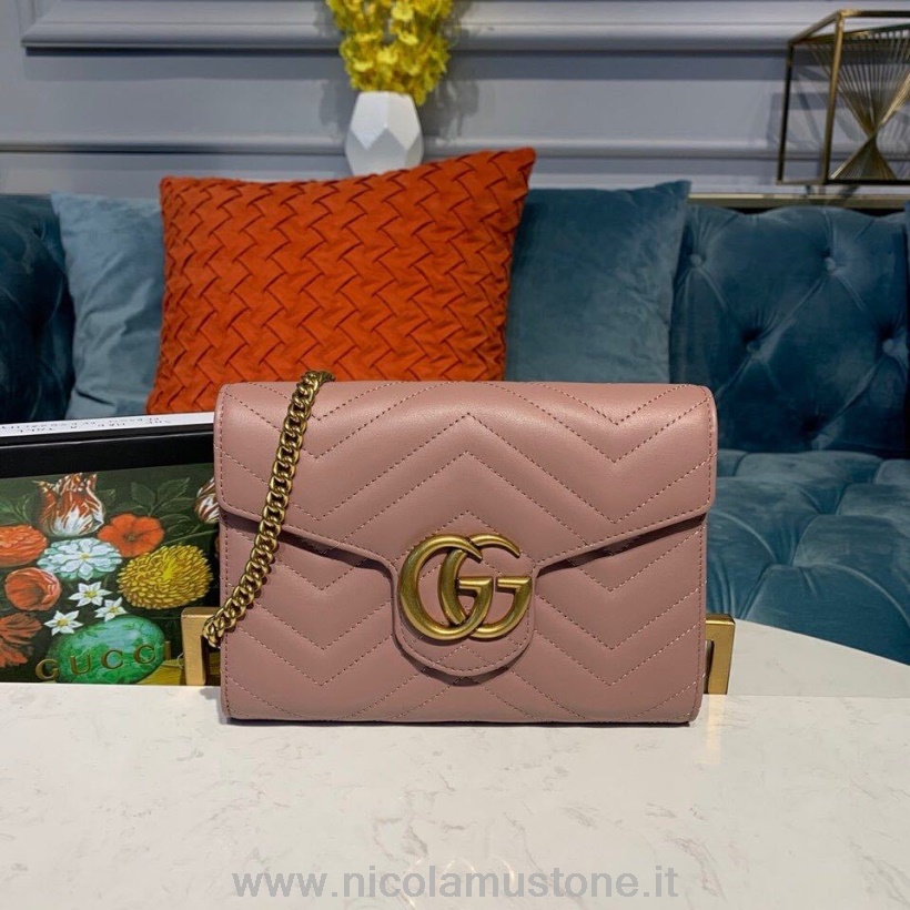 Gucci Gg Marmont Woc Umhängetasche 20cm Kalbsleder Kollektion Herbst/winter 2019 Staubrosa In Originalqualität