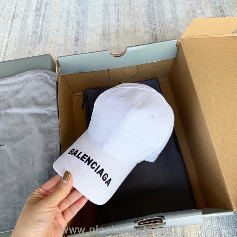 Balenciaga Hut Mit Logo-Krempe Frühjahr/Sommer-Kollektion 2020 In Originalqualität Weiß/schwarz