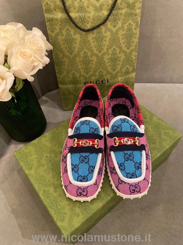 Gucci Multicolor Gg Driving Loafers 663661 Kalbsleder Kollektion Frühjahr/sommer 2021 In Originalqualität Mehrfarbig