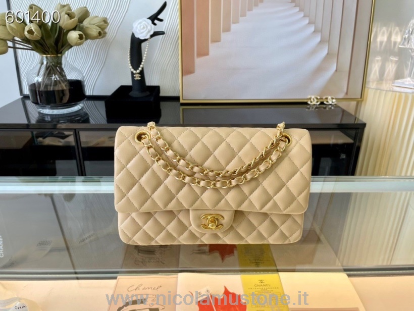 Chanel Classic Flap Bag 25cm Gold Hardware Original Qualität Lammleder Frühjahr/Sommer Kollektion 2021 Beige