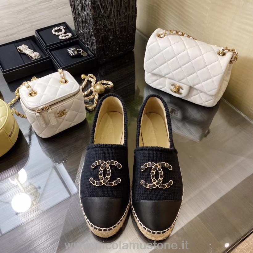 Qualità Originale Espadrillas Chanel In Pelle Di Agnello Collezione Autunno/inverno 2021 Nere