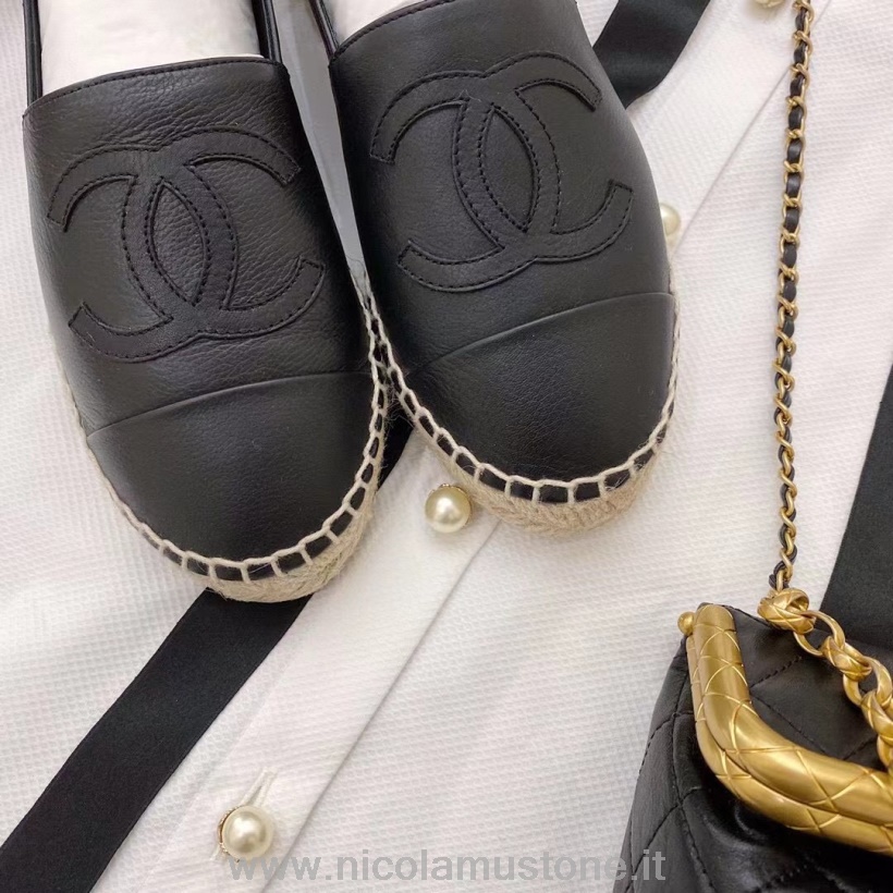 Qualità Originale Espadrillas Chanel In Pelle Di Agnello Collezione Autunno/inverno 2021 Nere