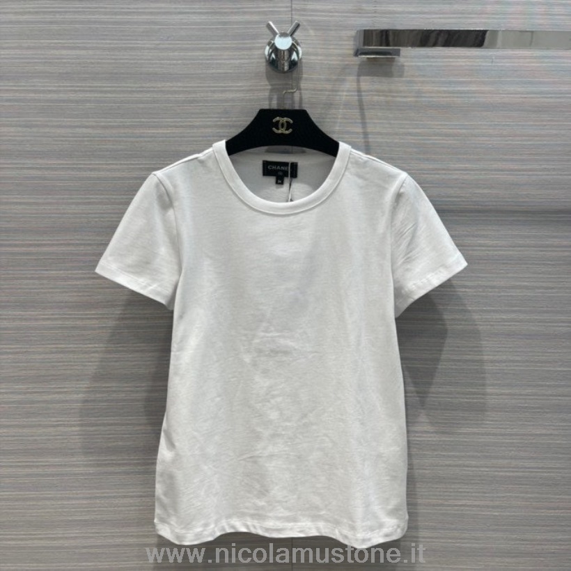 Qualità Originale Chanel Cc Logo Ricamato Catena Canotta E T-shirt Collezione Autunno/inverno 2021 Nero/bianco