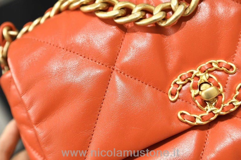 γνήσιας ποιότητας Chanel 19 Flap Bag 26cm δέρμα κατσίκας άνοιξη/καλοκαίρι 2020 πράξη 1 συλλογή πορτοκαλί
