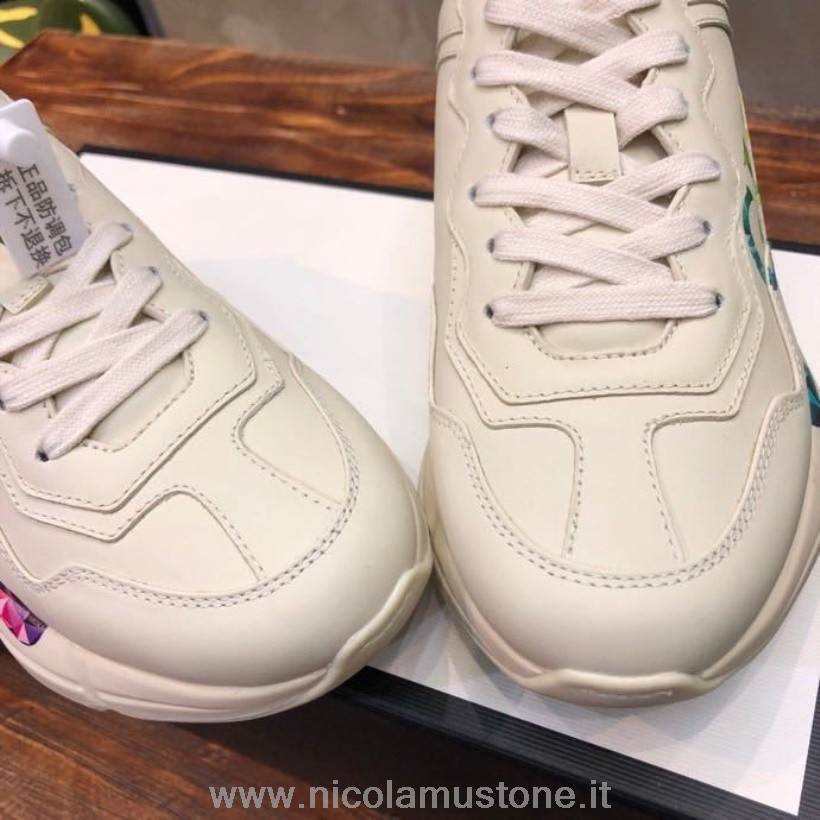 γνήσια ποιοτική Gucci λογότυπο Rhyton πάνινα παπούτσια 602046 δέρμα μοσχαριού συλλογή άνοιξη/καλοκαίρι 2020 λευκό/πολλαπλό