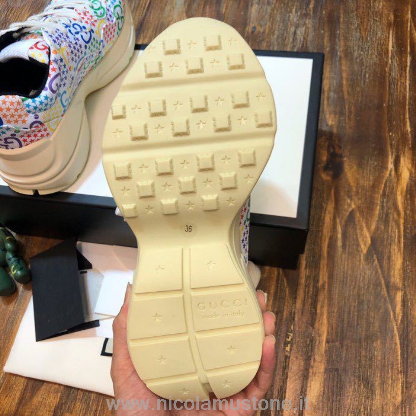 γνήσιας ποιότητας Gucci ψυχεδελικά Rhyton Sneakers Dad 619891 δέρμα μοσχαριού συλλογή άνοιξη/καλοκαίρι 2020 λευκό