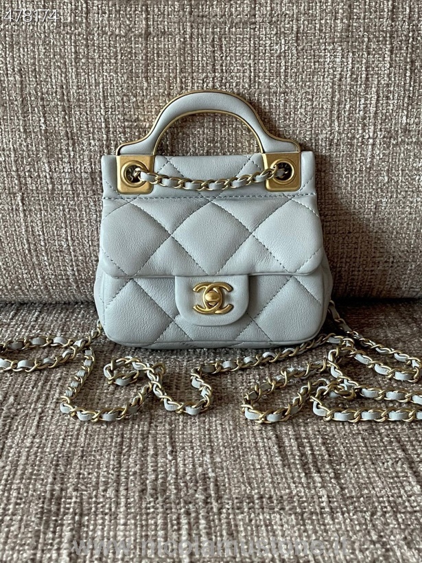 αρχικής ποιότητας Chanel μινιατούρα με πτερύγια τσάντα 12cm δέρμα αρνιού χρυσό υλικό συλλογή άνοιξη/καλοκαίρι 2021 λευκό
