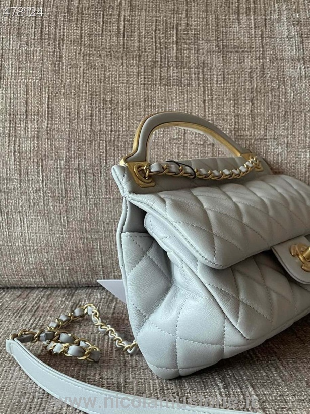 γνήσιας ποιότητας Chanel μινιατούρα Flap τσάντα 24cm δέρμα αρνιού χρυσό υλικό συλλογή άνοιξη/καλοκαίρι 2021 λευκό