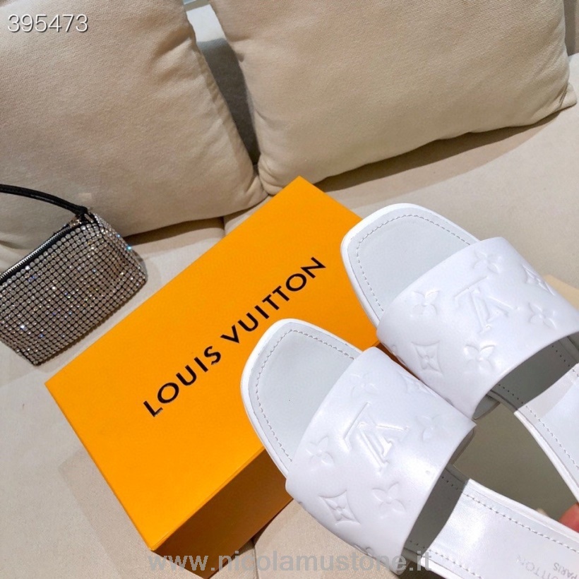 αυθεντική ποιότητα Louis Vuitton Revival Mule σανδάλια από δέρμα αρνιού συλλογή άνοιξη/καλοκαίρι 2021 λευκό