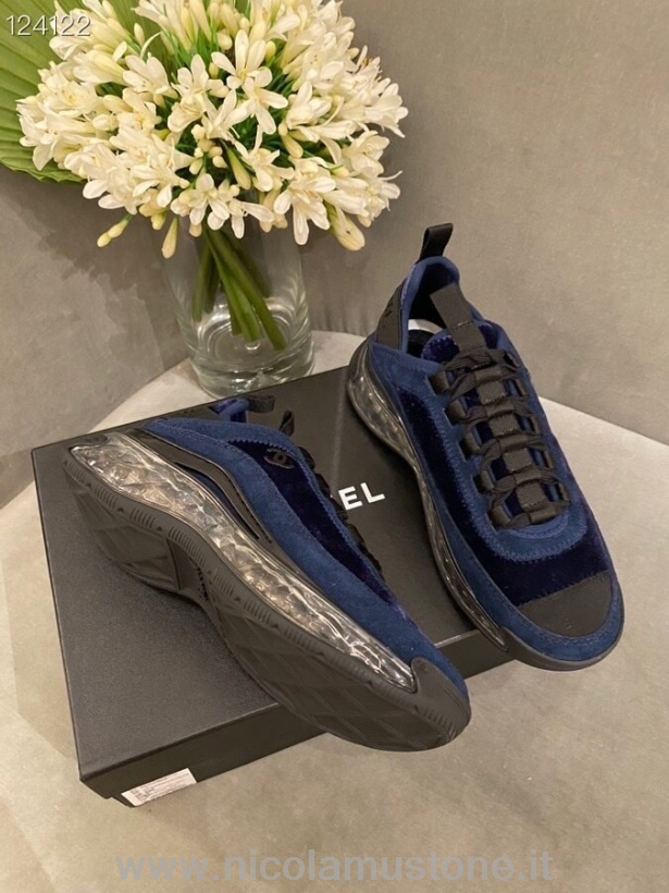 γνήσιας ποιότητας Chanel διαφανής σόλα αθλητικά αθλητικά παπούτσια βελούδο/δέρμα μοσχαριού συλλογή φθινόπωρο/χειμώνας 2020 Navy Blue