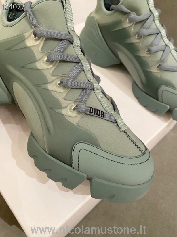 γνήσιας ποιότητας Christian Dior D-connect Sneakers από νεοπρένιο δέρμα μοσχαριού συλλογή φθινόπωρο/χειμώνας 2020 τιρκουάζ