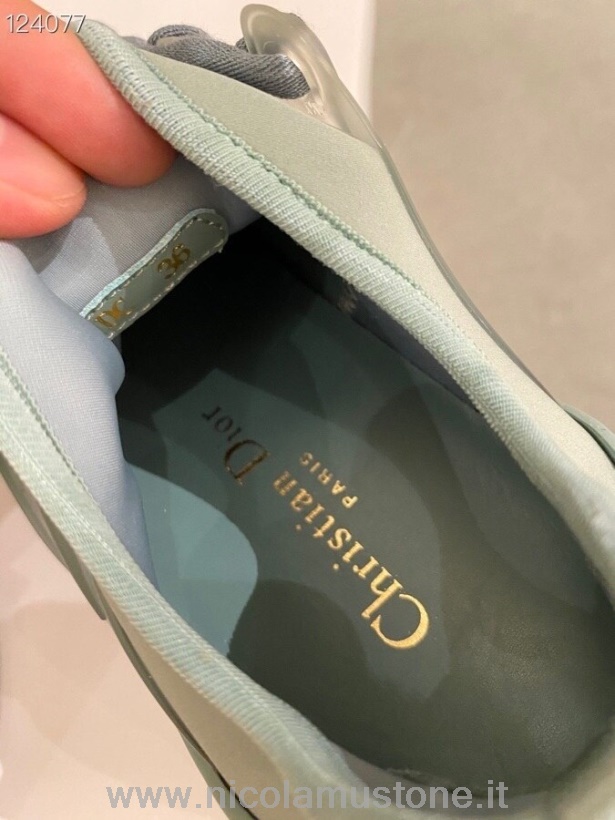 γνήσιας ποιότητας Christian Dior D-connect Sneakers από νεοπρένιο δέρμα μοσχαριού συλλογή φθινόπωρο/χειμώνας 2020 τιρκουάζ