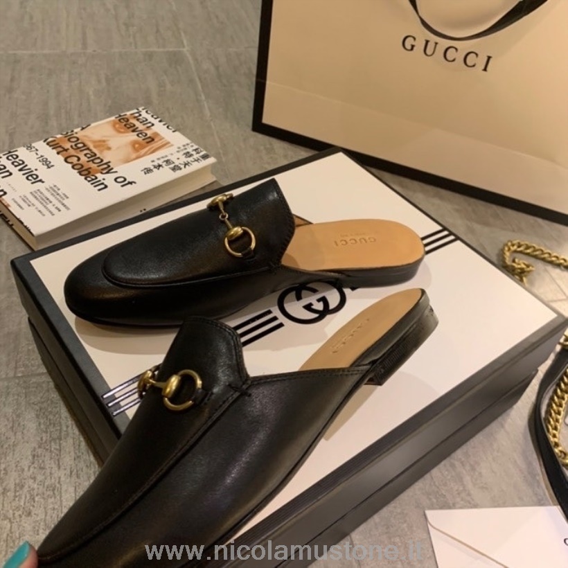 γνήσιας ποιότητας Gucci Princetown Mules δέρμα μοσχαριού συλλογή άνοιξη/καλοκαίρι 2020 μαύρο