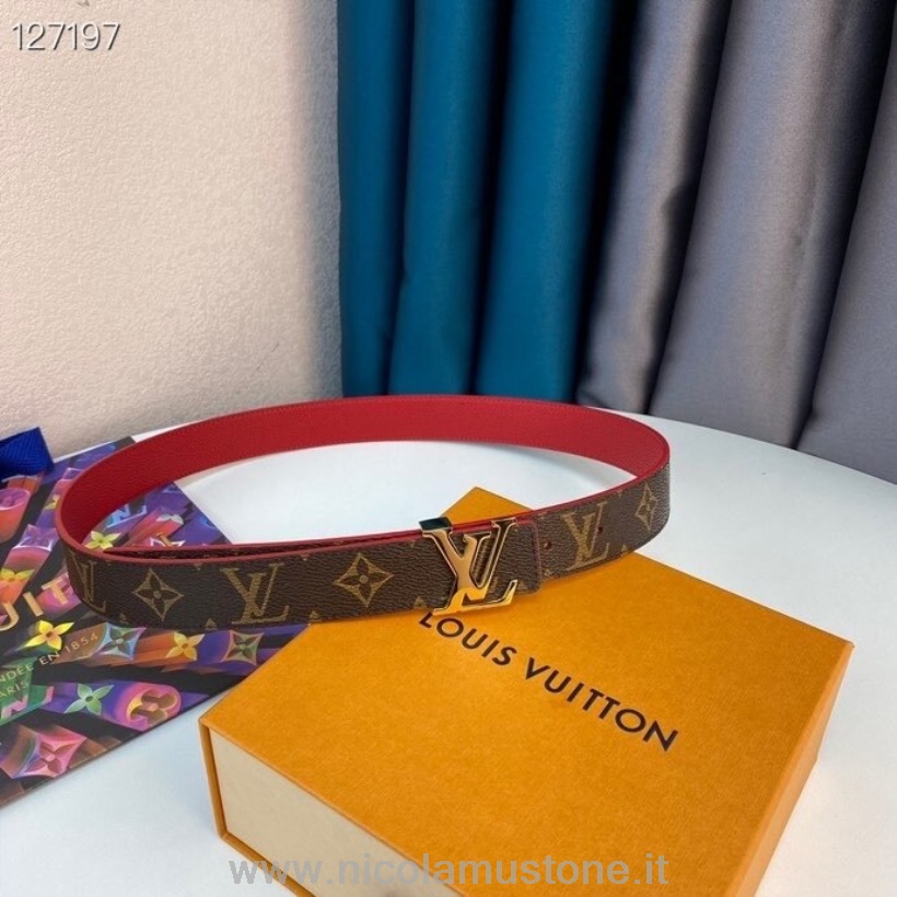 γνήσιας ποιότητας Louis Vuitton ζώνη 3cm χρυσό μονόγραμμα καμβάς μονόγραμμα συλλογής καφέ/κερασιού φθινόπωρο/χειμώνας 2020