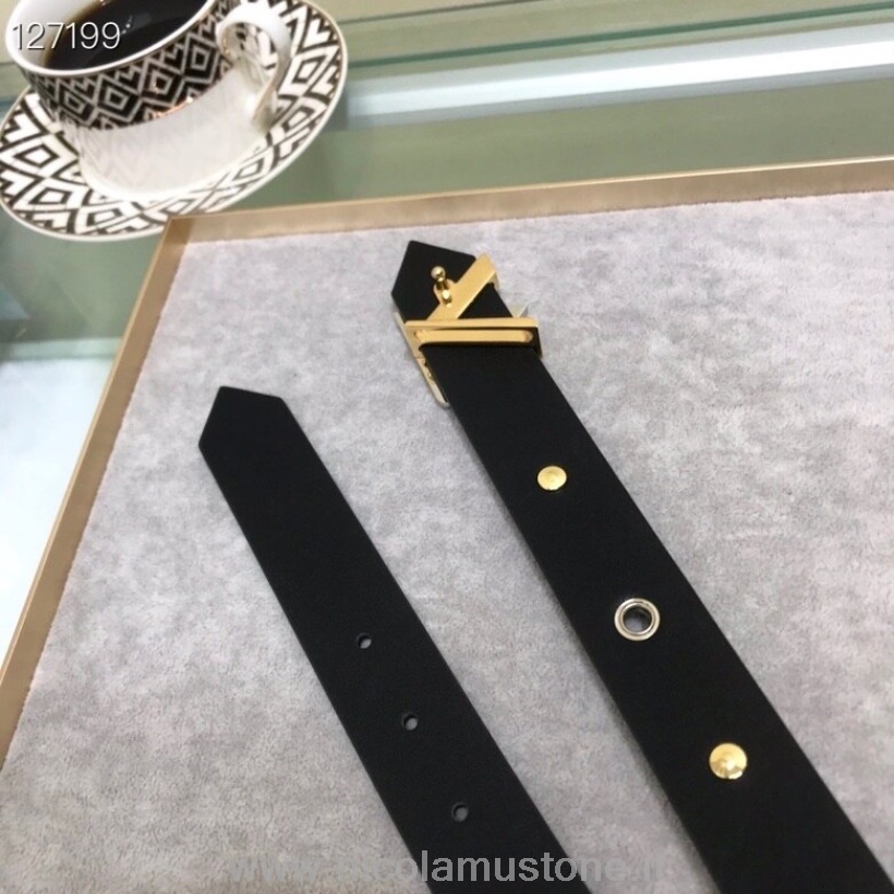 γνήσιας ποιότητας Louis Vuitton ζώνη με καρφιά 3cm χρυσό υλικό από δέρμα μοσχαριού συλλογή φθινόπωρο/χειμώνας 2020 μαύρο