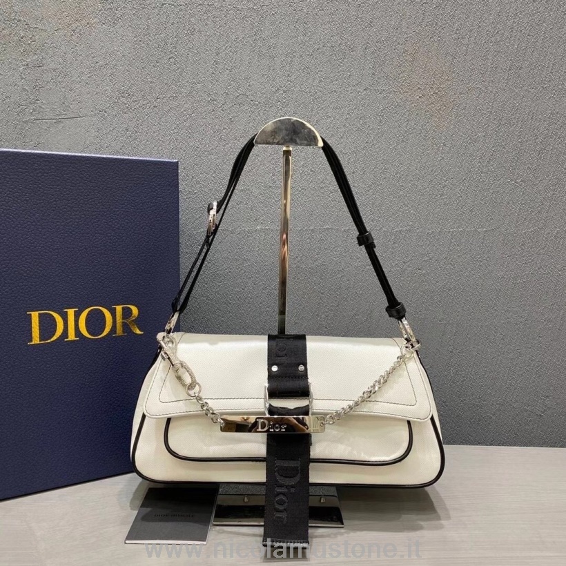 γνήσιας ποιότητας Christian Dior Punk Hardcore τσάντα 33cm από δέρμα μοσχαριού συλλογή φθινόπωρο/χειμώνας 2020 λευκό/μαύρο