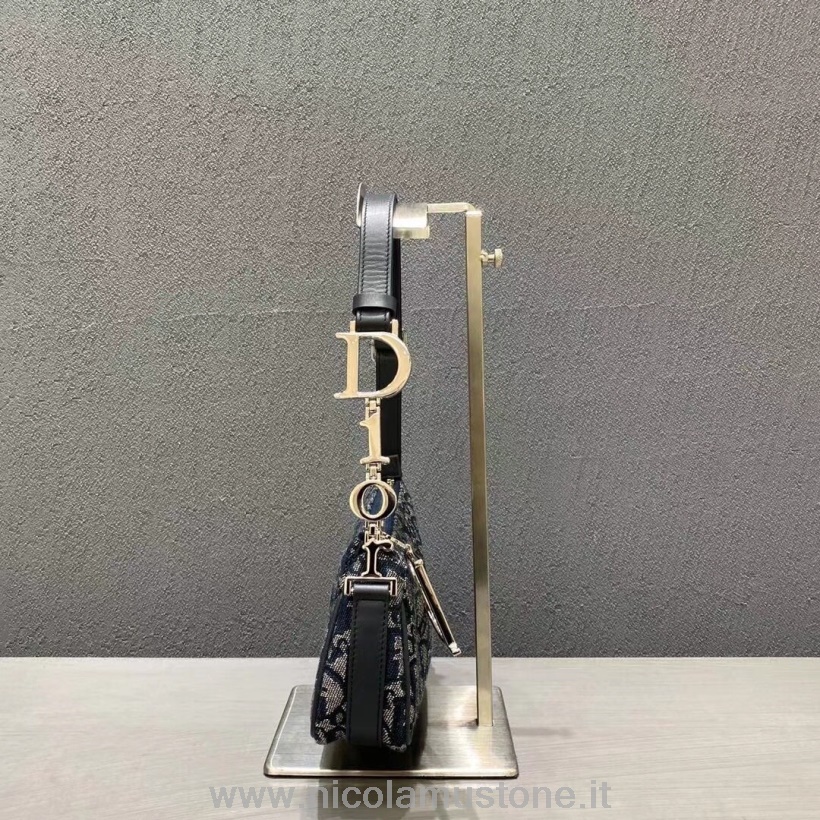 γνήσιας ποιότητας Vintage τσάντα ώμου Christian Dior 23cm καμβάς/δέρμα από δέρμα μοσχαριού συλλογή φθινόπωρο/χειμώνας 2020 μπλε
