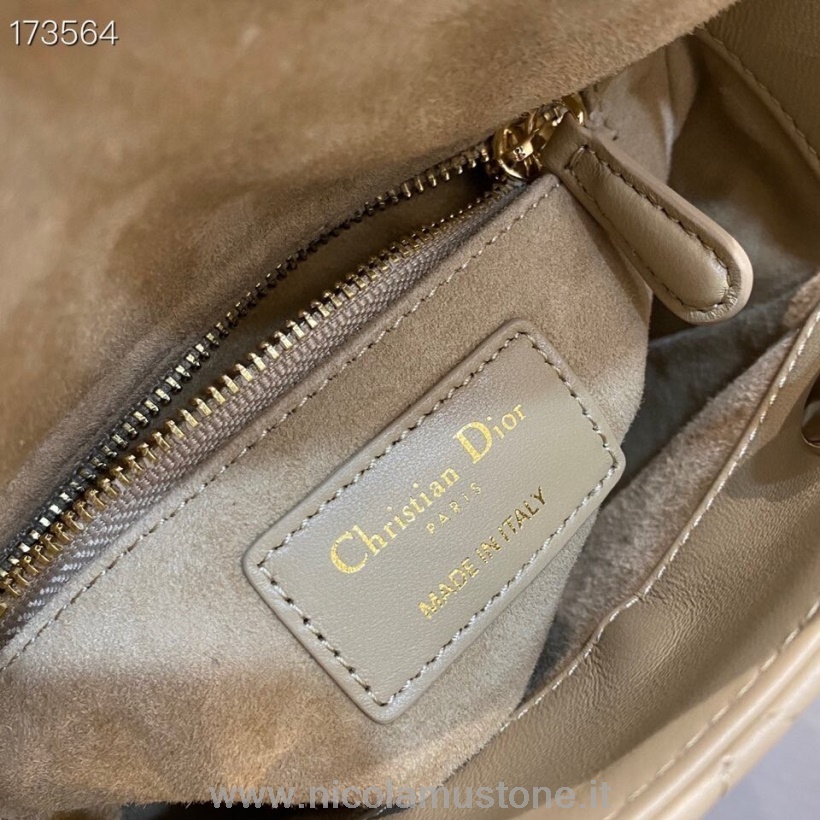 γνήσιας ποιότητας Christian Dior Mini Lady Dior My Abc Dior τσάντα 18cm με τονικό σμάλτο ανοιχτό χρυσό υλικό δέρμα αρνιού άνοιξη/καλοκαίρι 2021 συλλογή μπεζ