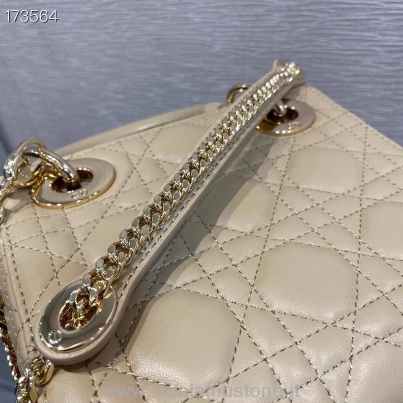 γνήσιας ποιότητας Christian Dior Mini Lady Dior My Abc Dior τσάντα 18cm με τονικό σμάλτο ανοιχτό χρυσό υλικό δέρμα αρνιού άνοιξη/καλοκαίρι 2021 συλλογή μπεζ