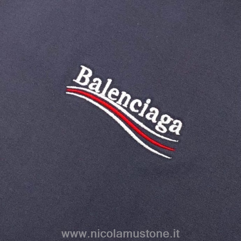 αυθεντική ποιότητα Balenciaga λογότυπο υπερμεγέθη κοντομάνικο μπλουζάκι άνοιξη/καλοκαίρι 2022 συλλογή Navy Blue