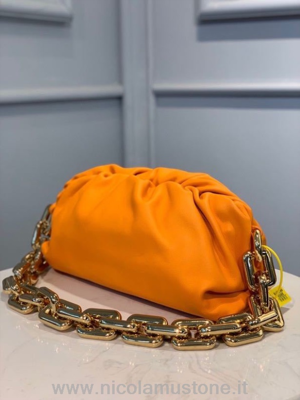 γνήσιας ποιότητας Bottega Veneta η αλυσίδα πουγκί τσάντα ώμου 30cm δέρμα μοσχαριού συλλογή άνοιξη/καλοκαίρι 2020 πορτοκαλί