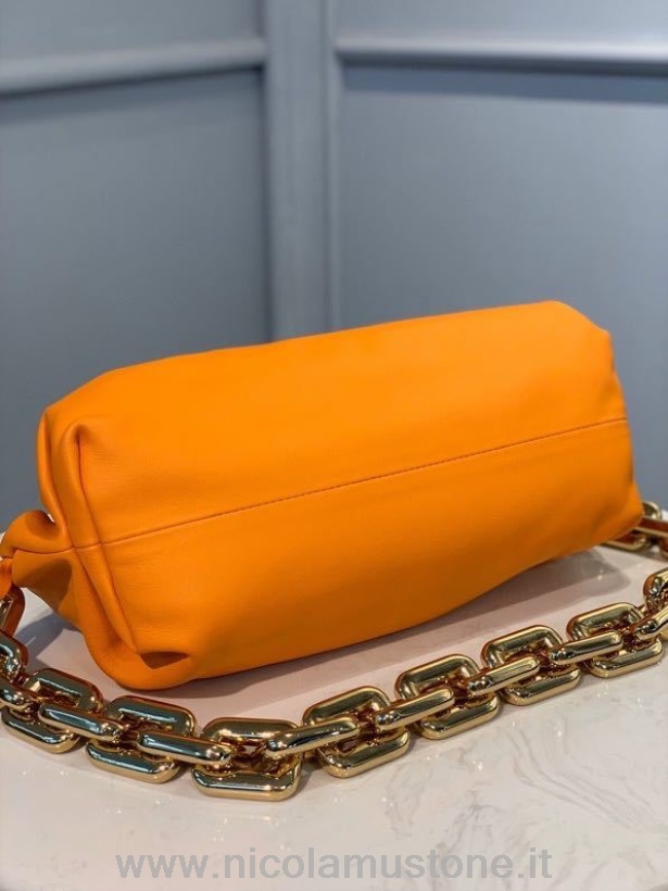 γνήσιας ποιότητας Bottega Veneta η αλυσίδα πουγκί τσάντα ώμου 30cm δέρμα μοσχαριού συλλογή άνοιξη/καλοκαίρι 2020 πορτοκαλί