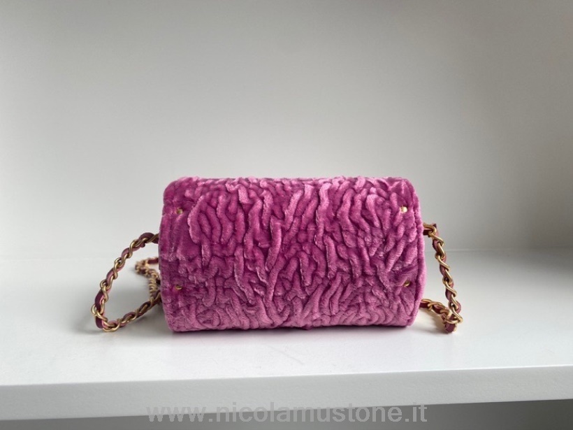 αρχικής ποιότητας Chanel τσάντα κραγιόν 12cm A2285 βελούδο/δέρμα μοσχαριού χρυσό υλικό συλλογή άνοιξη/καλοκαίρι 2022 ροζ