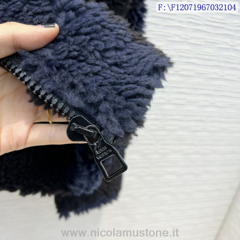 αυθεντικής ποιότητας Louis Vuitton Nigo Jacquard Fleece Jacket Shearling γούνα συλλογή φθινόπωρο/χειμώνας 2021 μαύρο