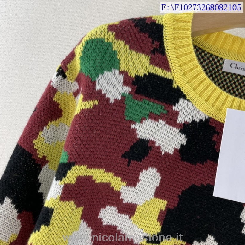 γνήσιας ποιότητας Christian Dior Camouflage Cashmere Print πουλόβερ συλλογή φθινόπωρο/χειμώνας 2021 κίτρινο