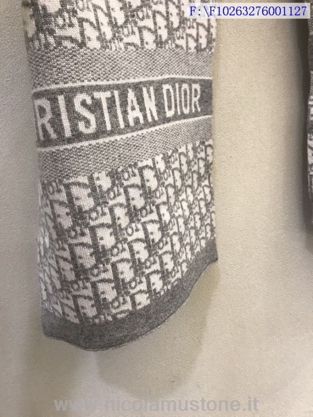 λοξό κασκόλ αυθεντικής ποιότητας Christian Dior κασμίρ συλλογή φθινόπωρο/χειμώνας 2021 γκρι