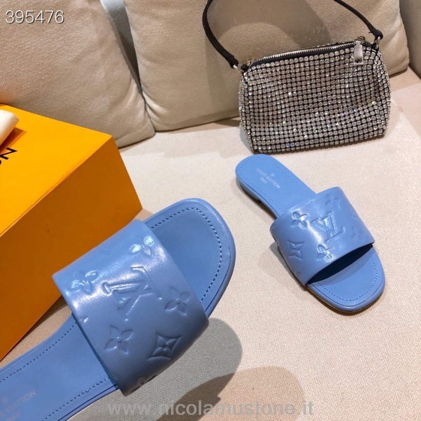γνήσιας ποιότητας Louis Vuitton Revival Mule φλατ σανδάλια δέρμα αρνιού άνοιξη/καλοκαίρι 2021 συλλογή μπλε