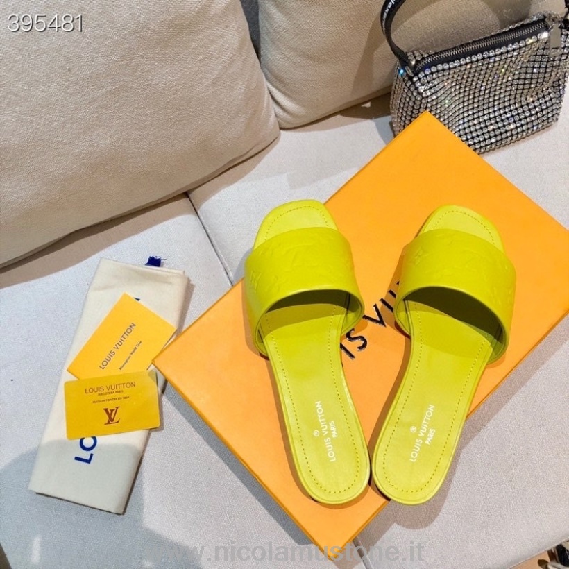 γνήσιας ποιότητας Louis Vuitton Revival Mule φλατ σανδάλια δέρμα αρνιού συλλογή άνοιξη/καλοκαίρι 2021 κίτρινο