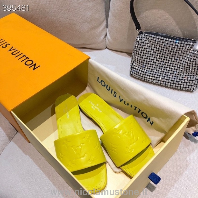 γνήσιας ποιότητας Louis Vuitton Revival Mule φλατ σανδάλια δέρμα αρνιού συλλογή άνοιξη/καλοκαίρι 2021 κίτρινο