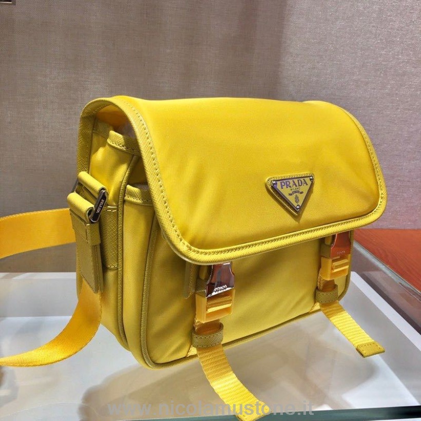 γνήσιας ποιότητας Prada κάμερα νάιλον τσάντα χιαστί 25cm 2vd034 συλλογή άνοιξη/καλοκαίρι 2020 κίτρινο
