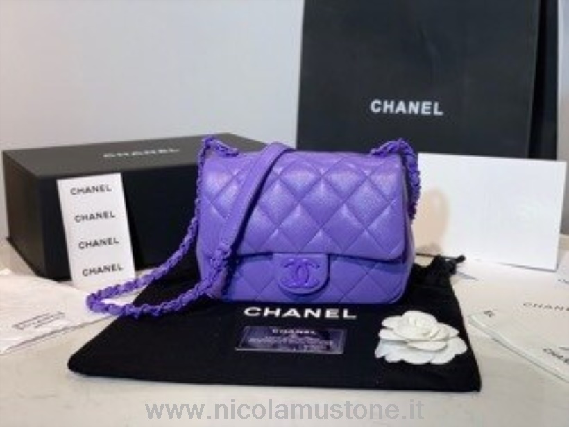 αρχικής ποιότητας Chanel εξαιρετικά ματ τετράγωνη μίνι τσάντα As1784 18cm δερμάτινο χαβιάρι συλλογή άνοιξη/καλοκαίρι 2020 μωβ