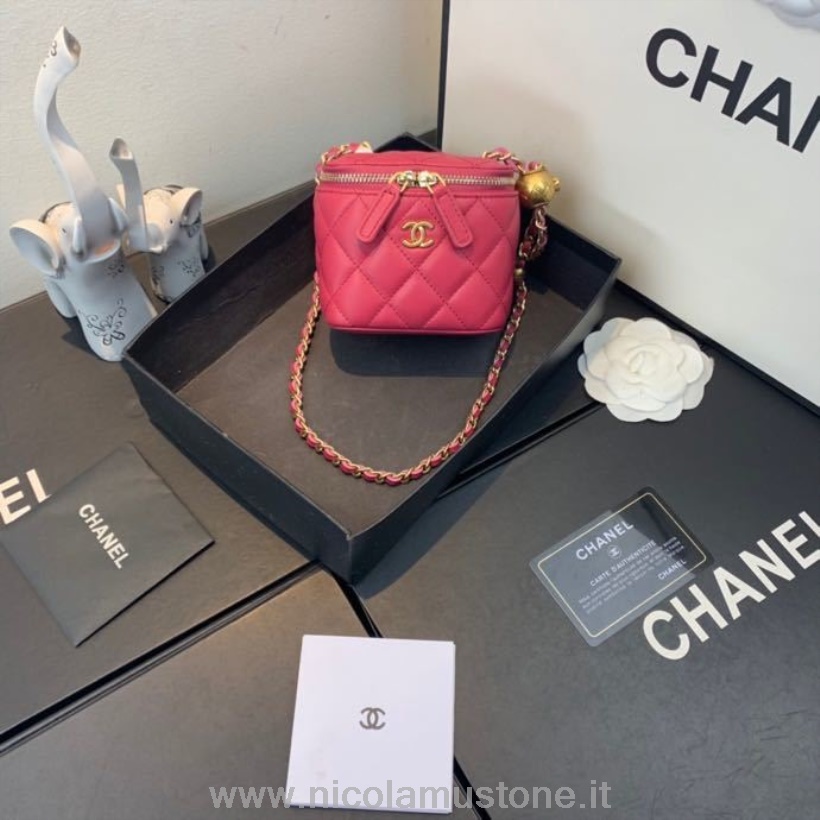 γνήσιας ποιότητας Chanel μίνι νεσεσέρ τσαντάκι ώμου 10cm χρυσό δερμάτινο δέρμα αρνιού κολεξιόν άνοιξη/καλοκαίρι 2020 μπορντό