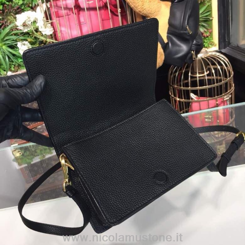 Τσάντα ώμου αρχικής ποιότητας Prada Daino 20cm 1bd102 δέρμα μοσχαριού συλλογή άνοιξη/καλοκαίρι 2018 μαύρο