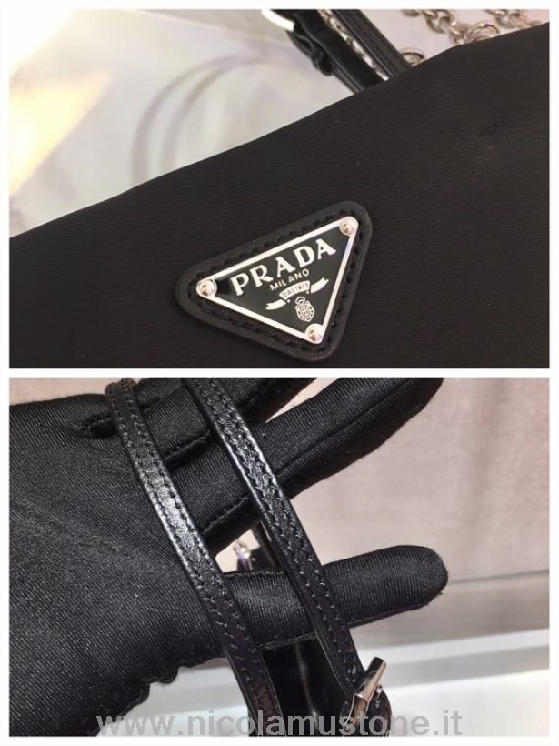 αρχικής ποιότητας Prada Vintage τσάντα 23cm 1bd252 δέρμα μοσχαριού συλλογή άνοιξη/καλοκαίρι 2022 μαύρο