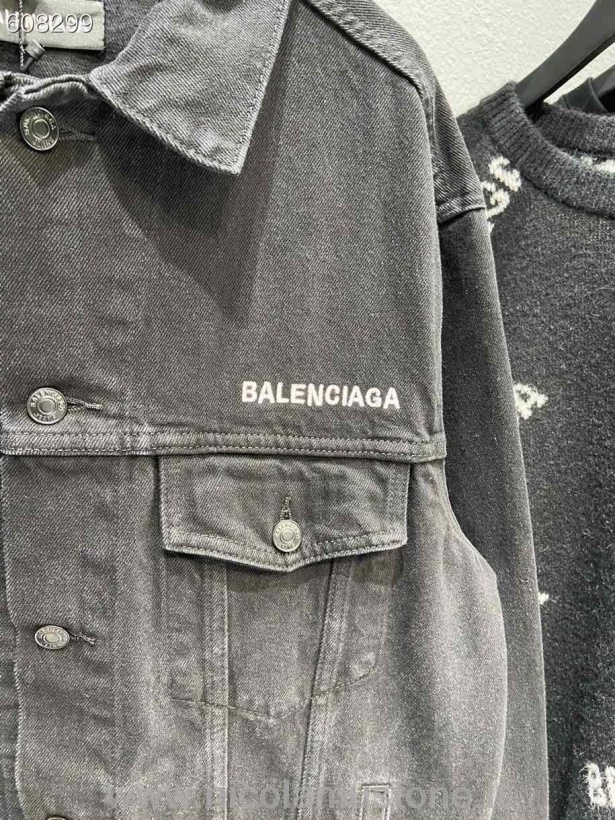 Γνήσιας ποιότητας Balenciaga Crew Oversized τζιν μπουφάν άνοιξη/καλοκαίρι 2022 συλλογή μαύρο/άσπρο