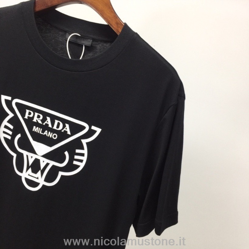 Πρωτότυπος ποιότητας Prada Panther κοντομάνικο μπλουζάκι άνοιξη/καλοκαίρι 2022 συλλογή μαύρο