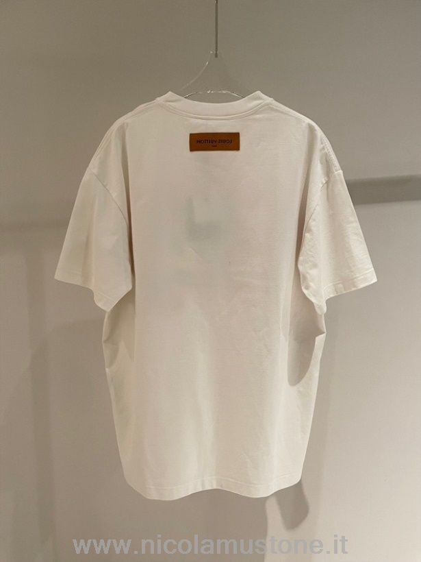 γνήσιας ποιότητας μπλουζάκι γκράφιτι Louis Vuitton συλλογή άνοιξη/καλοκαίρι 2022 λευκό/ροζ