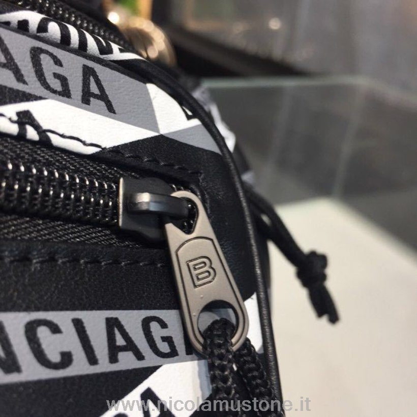 αρχικής ποιότητας Balenciaga Logo Graffiti Fanny Pack τσάντα 25cm δέρμα μοσχαριού συλλογή άνοιξη/καλοκαίρι 2018 μαύρο