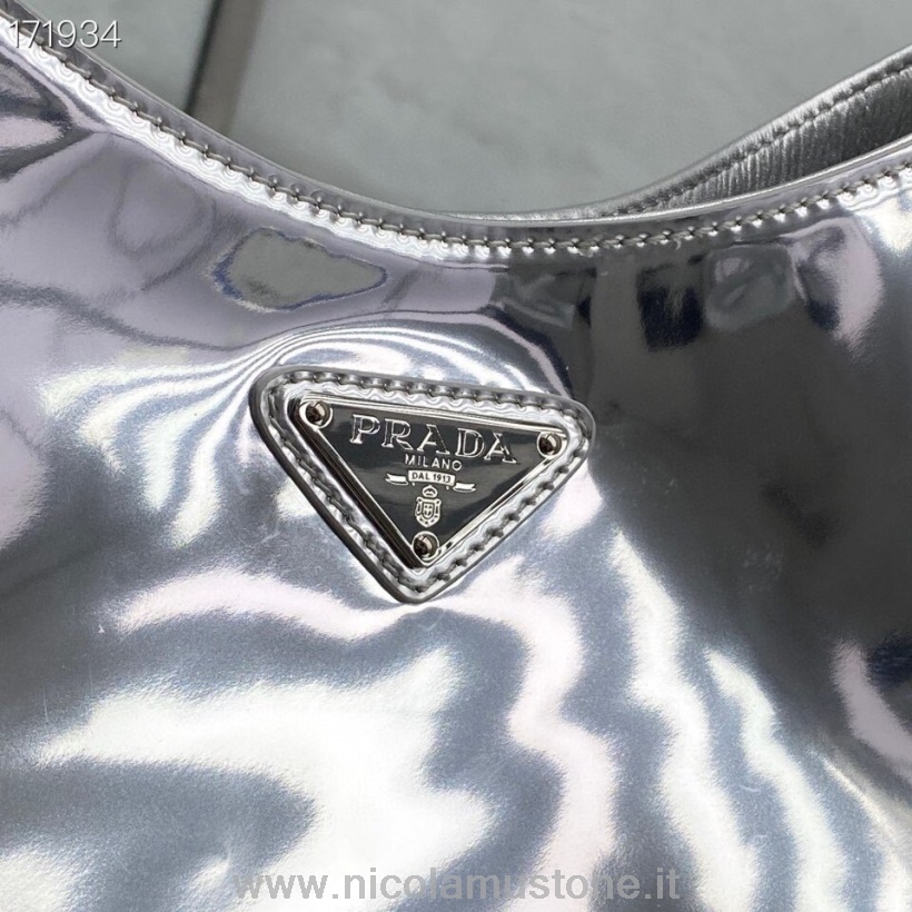 γνήσιας ποιότητας Prada Hobo Bag 30cm 6100 δέρμα μοσχαριού Cruise συλλογή 2021 ασήμι