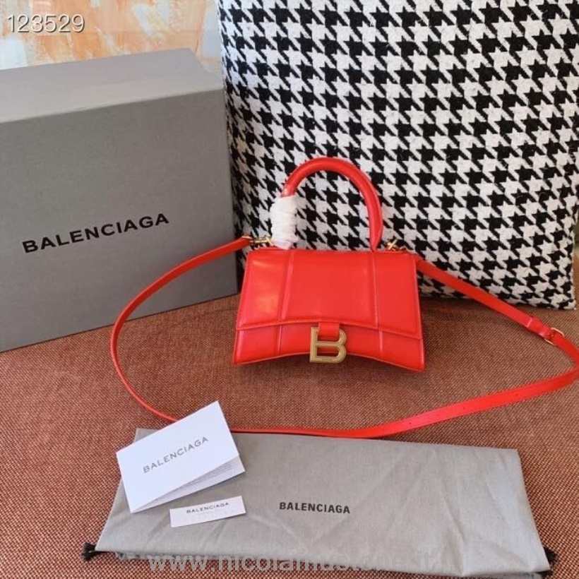 αρχικής ποιότητας Balenciaga τσάντα κλεψύδρας 20cm δέρμα μοσχαριού παλαιωμένο χρυσό υλικό συλλογή φθινόπωρο/χειμώνας 2020 κόκκινο