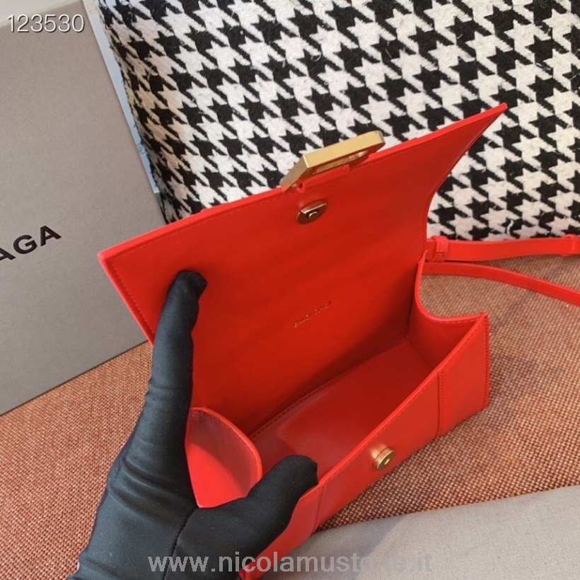 αρχικής ποιότητας Balenciaga τσάντα κλεψύδρας 20cm δέρμα μοσχαριού παλαιωμένο χρυσό υλικό συλλογή φθινόπωρο/χειμώνας 2020 κόκκινο