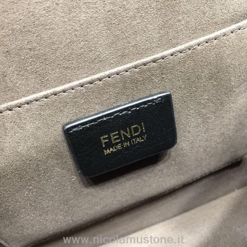γνήσιας ποιότητας Fendi Ff ανάγλυφη τσάντα Kan I 25cm δέρμα μοσχαριού συλλογή Pre-fall 2018 μαύρο