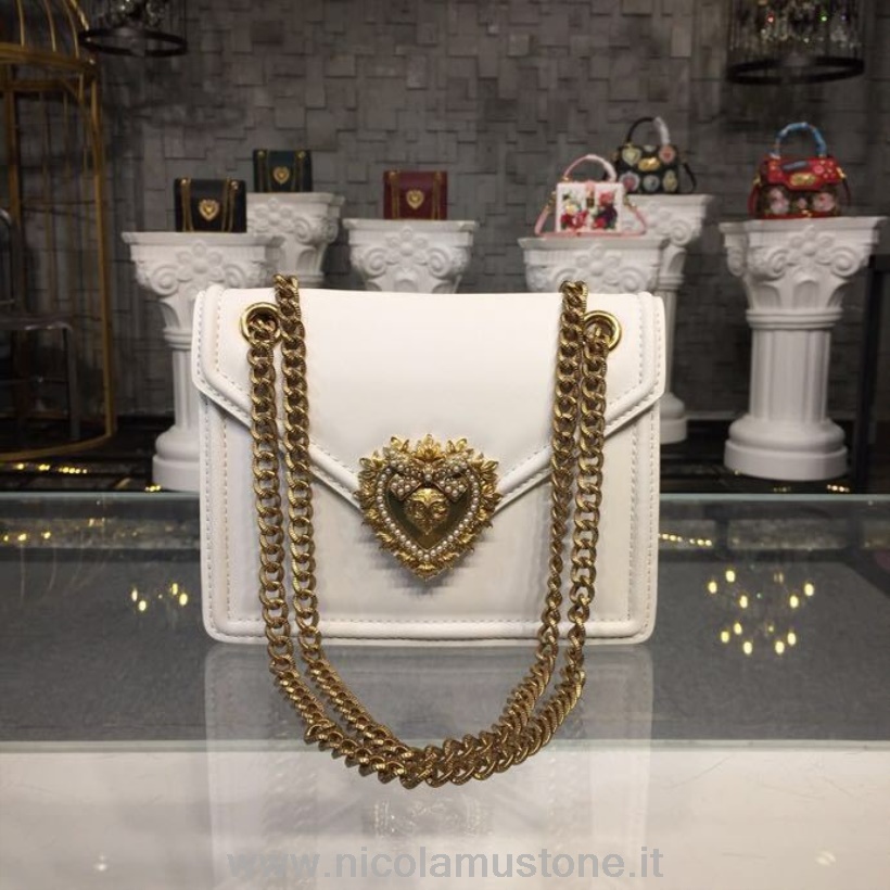 αρχικής ποιότητας Dolce Gabbana Devotion Sacred Heart τσάντα 22cm δέρμα μοσχαριού φθινόπωρο/χειμώνας 2018 συλλογή οπτικό λευκό