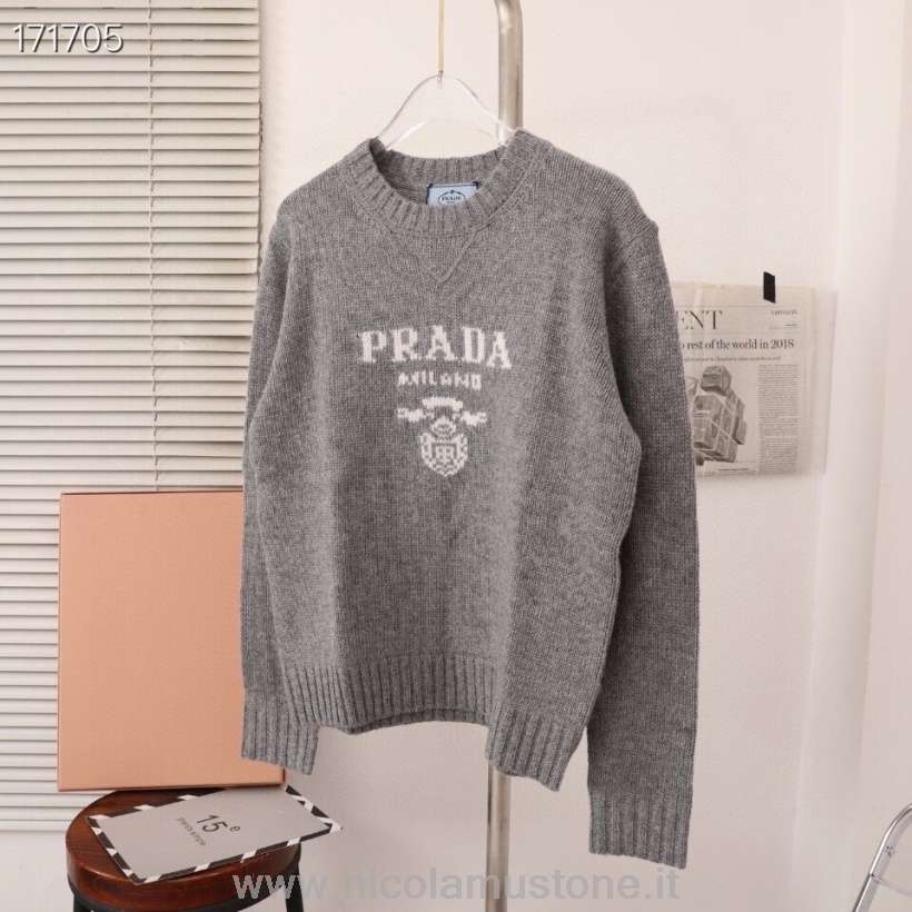 γκρι συλλογή γκρι πουλόβερ πουλόβερ γνήσιης ποιότητας Prada Intarsia