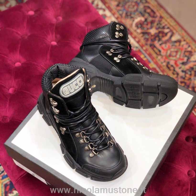 γνήσιας ποιότητας Gucci Flashtrek Gg Hightop Sneakers δέρμα μοσχαριού συλλογή φθινόπωρο/χειμώνας 2019 μαύρο