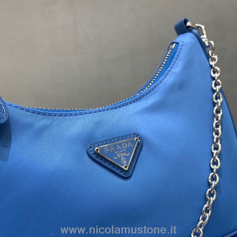αρχικής ποιότητας Prada Re-edition 2005 νάιλον τσάντα Hobo 24cm συλλογή άνοιξη/καλοκαίρι 2020 μπλε